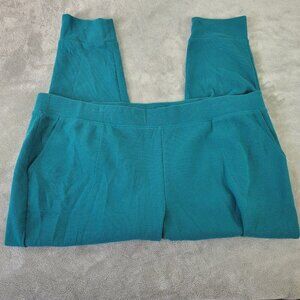 Denim & Co Womens Plus Size 2XP Green Knit Pants Straight Leg Stretch Jog SL43E